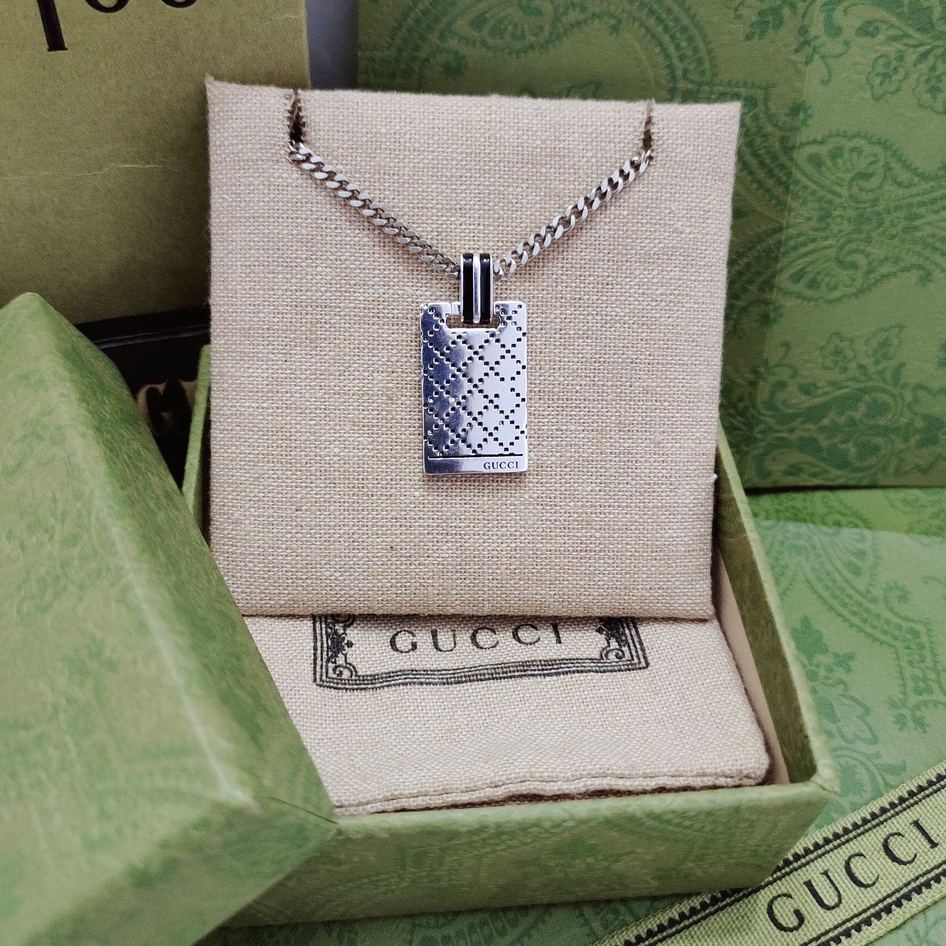 Gucci Silver Dog Tag Necklace