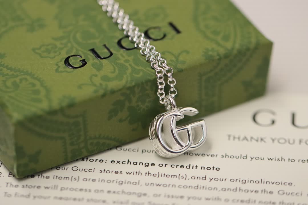 Gucci Silver 'GG' Logo Necklace