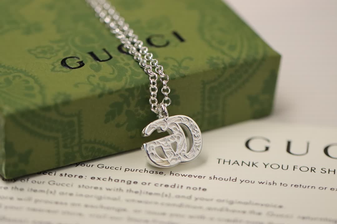 Gucci Silver 'GG' Logo Necklace