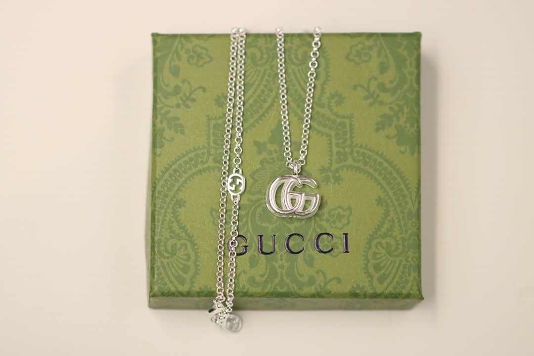 Gucci Silver 'GG' Logo Necklace