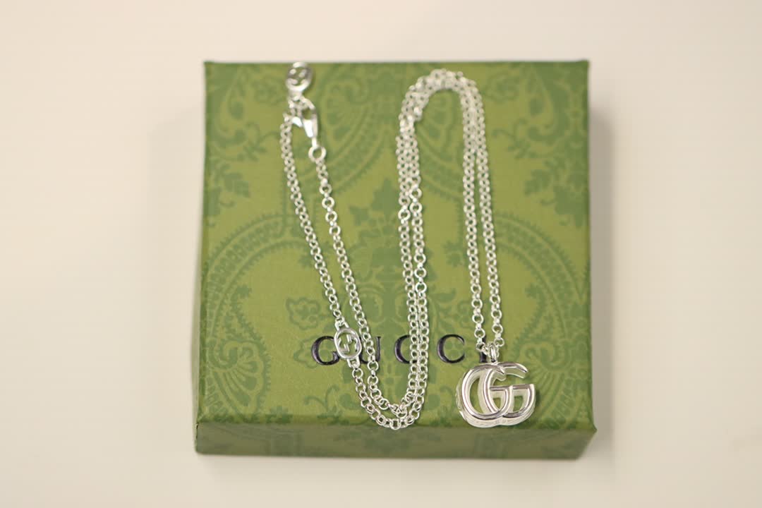 Gucci Silver 'GG' Logo Necklace