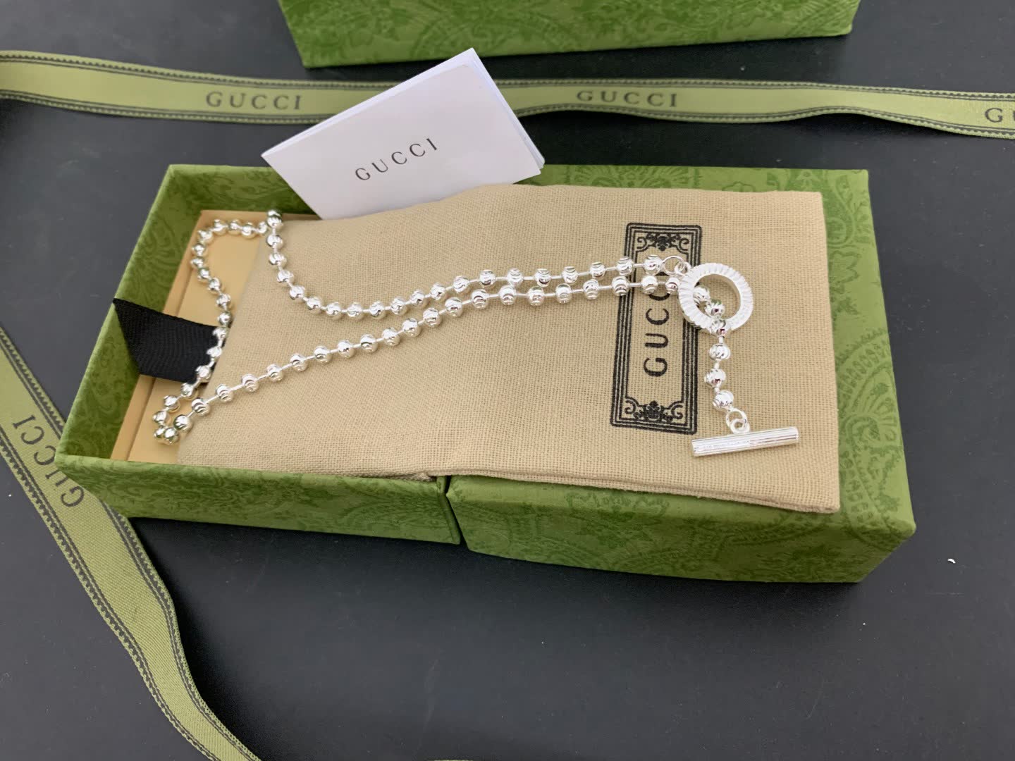 Gucci Silver Beaded Necklace