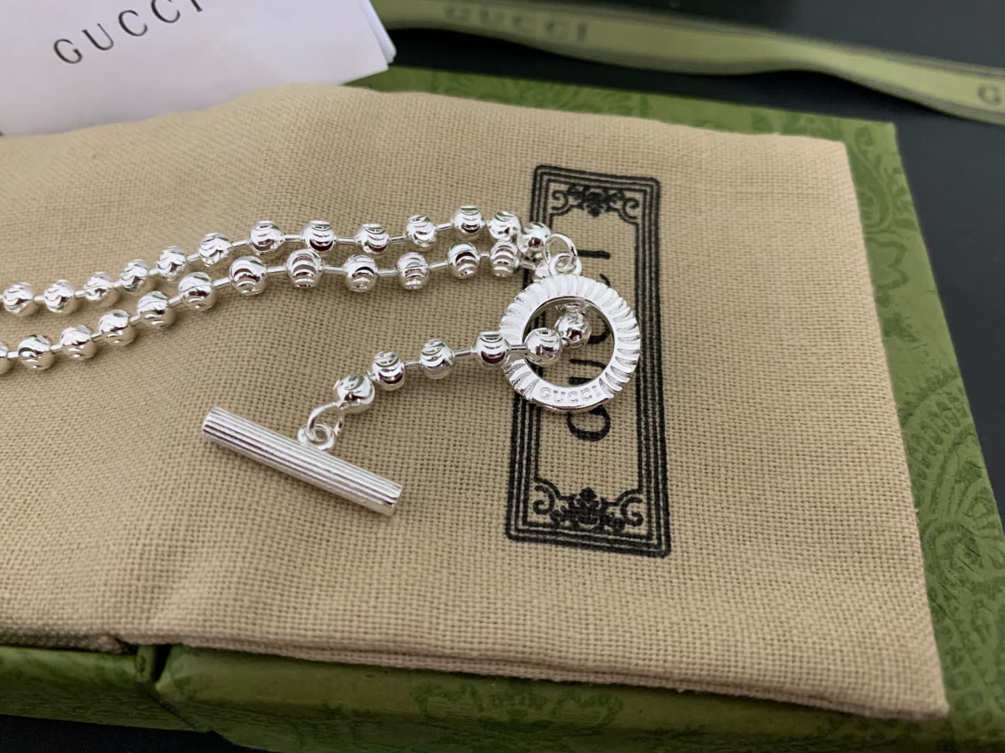 Gucci Silver Beaded Necklace