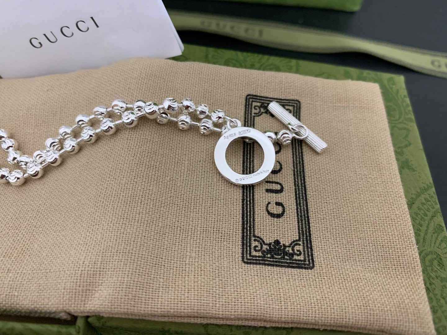 Gucci Silver Beaded Necklace