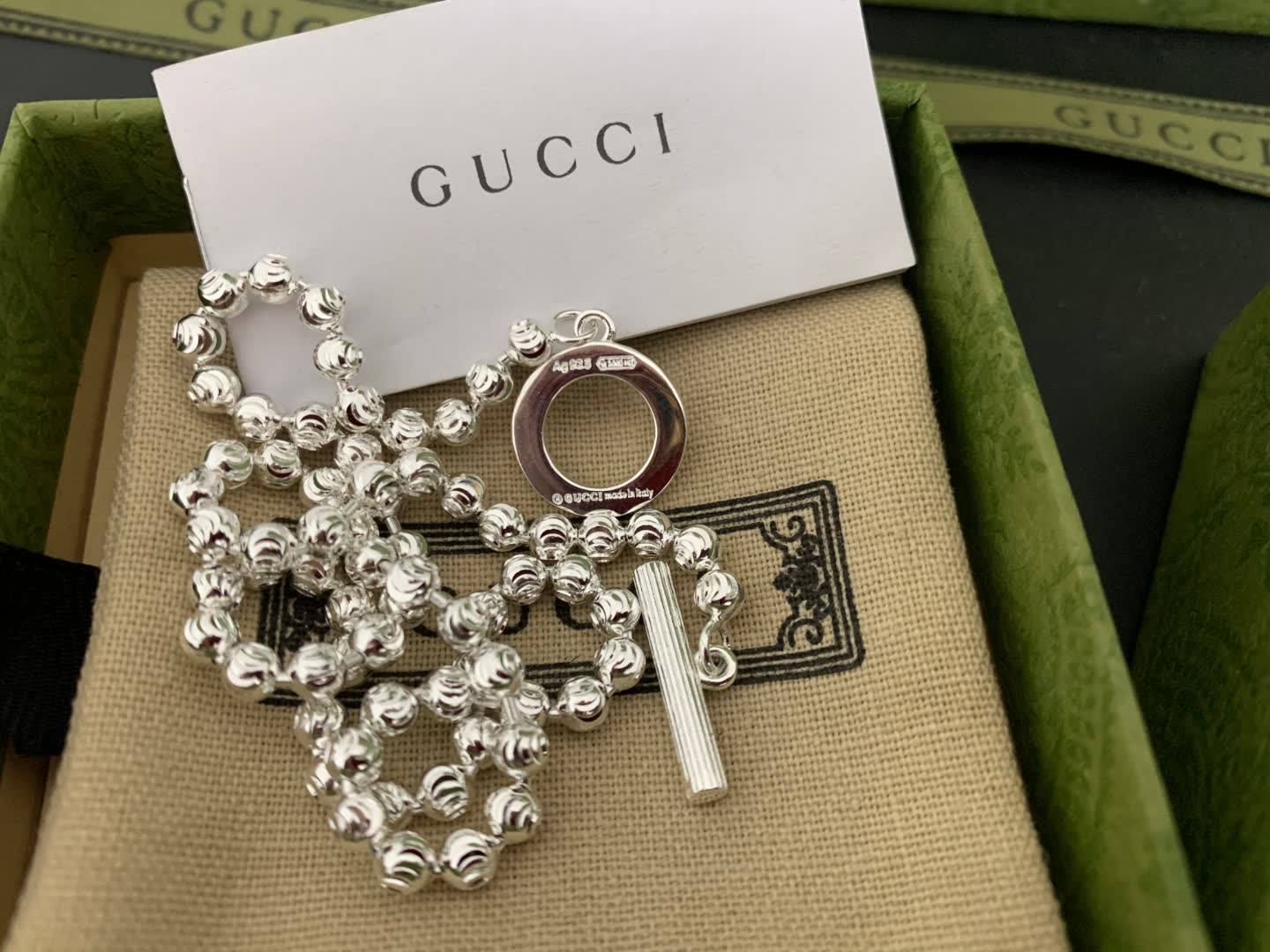 Gucci Silver Beaded Necklace
