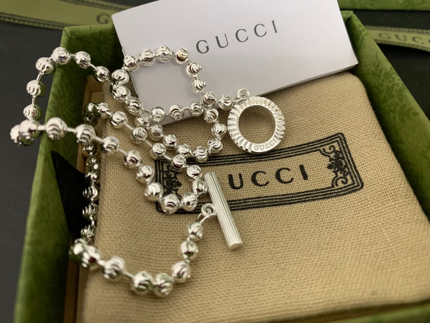 Gucci Silver Beaded Necklace