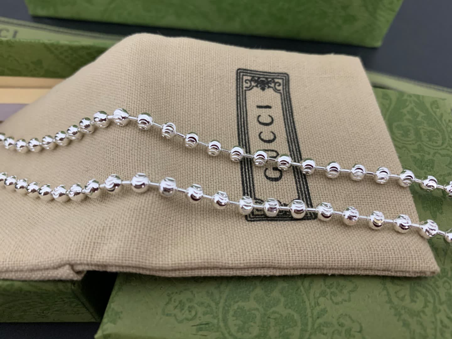 Gucci Silver Beaded Necklace