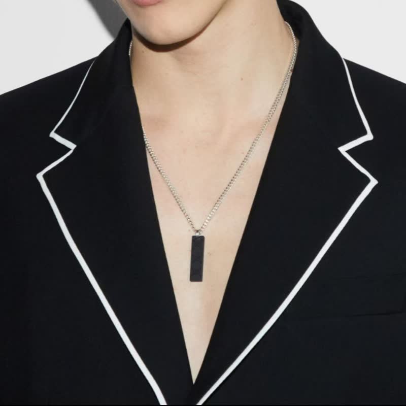 Gucci Silver Chain Bracelet with Black Bar