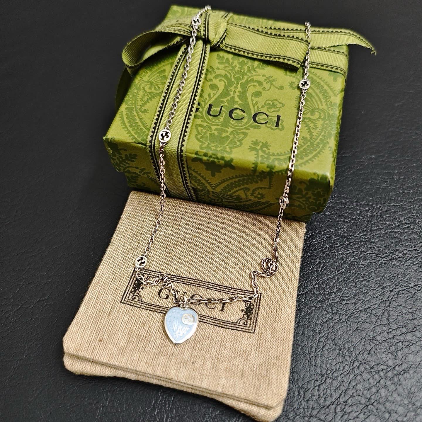 Gucci Silver Heart Pendant Necklace