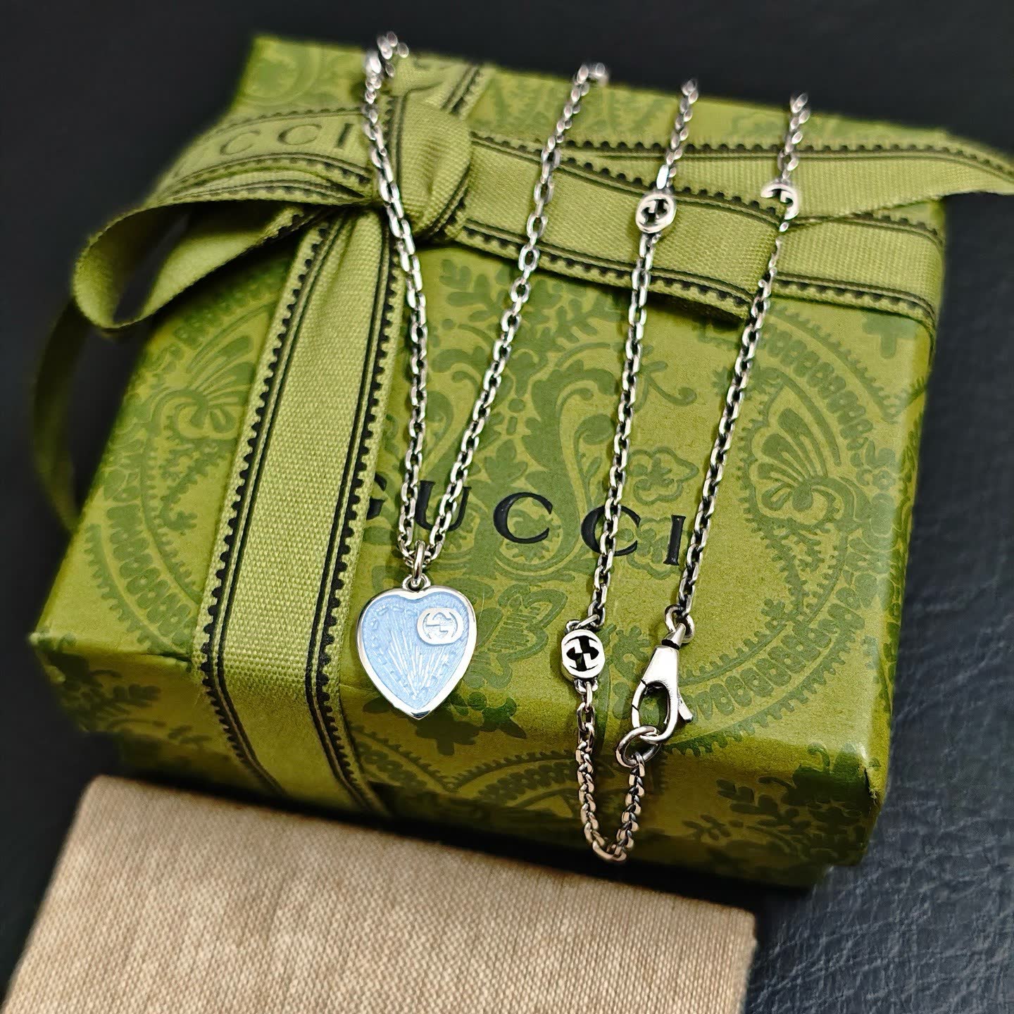 Gucci Silver Heart Pendant Necklace