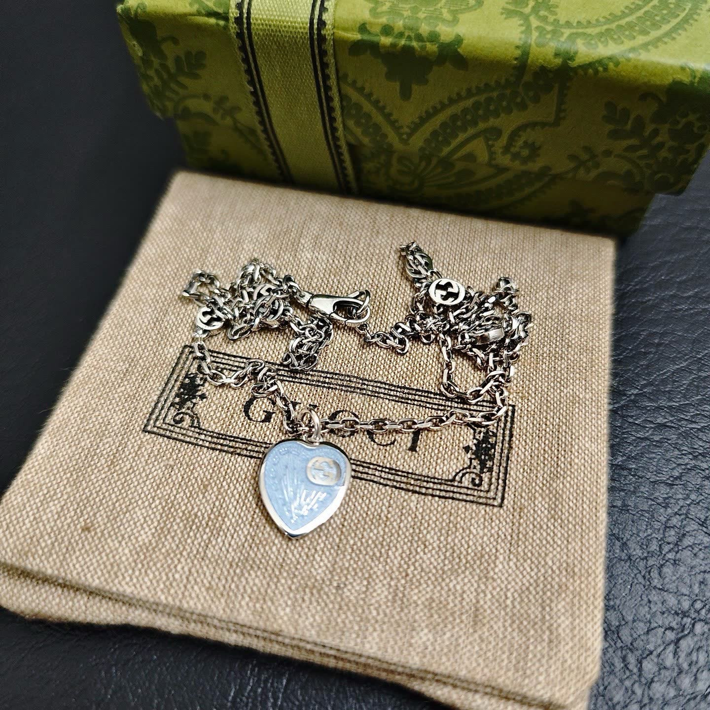 Gucci Silver Heart Pendant Necklace