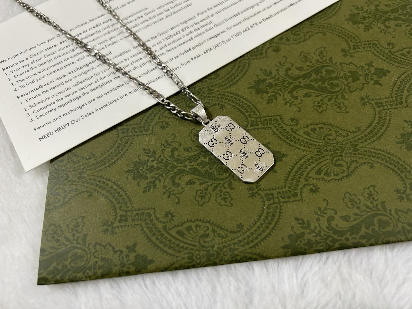 Gucci Silver Dog Tag Necklace