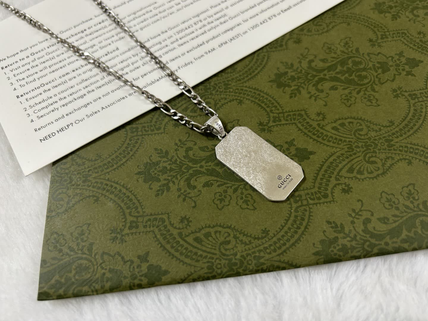 Gucci Silver Dog Tag Necklace