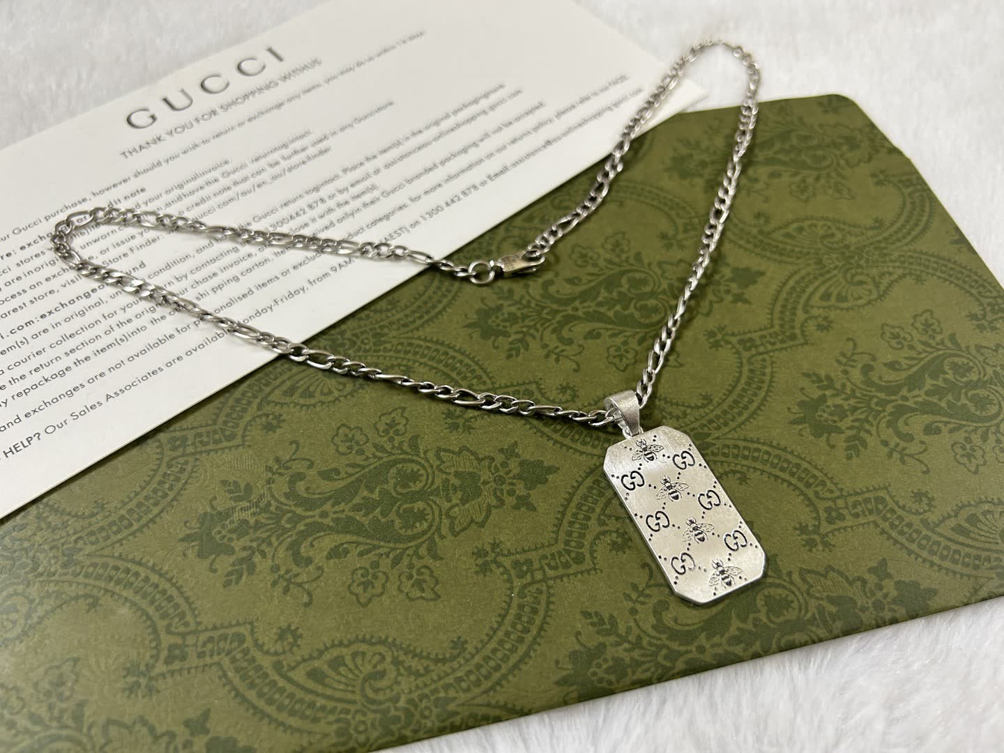 Gucci Silver Dog Tag Necklace