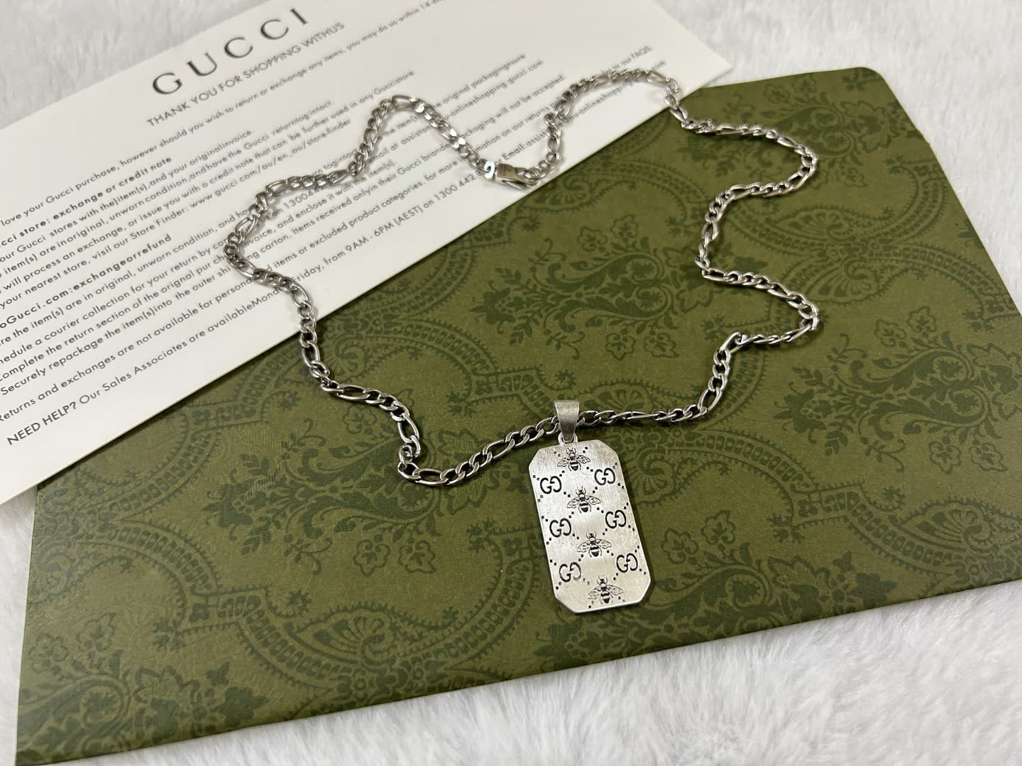 Gucci Silver Dog Tag Necklace