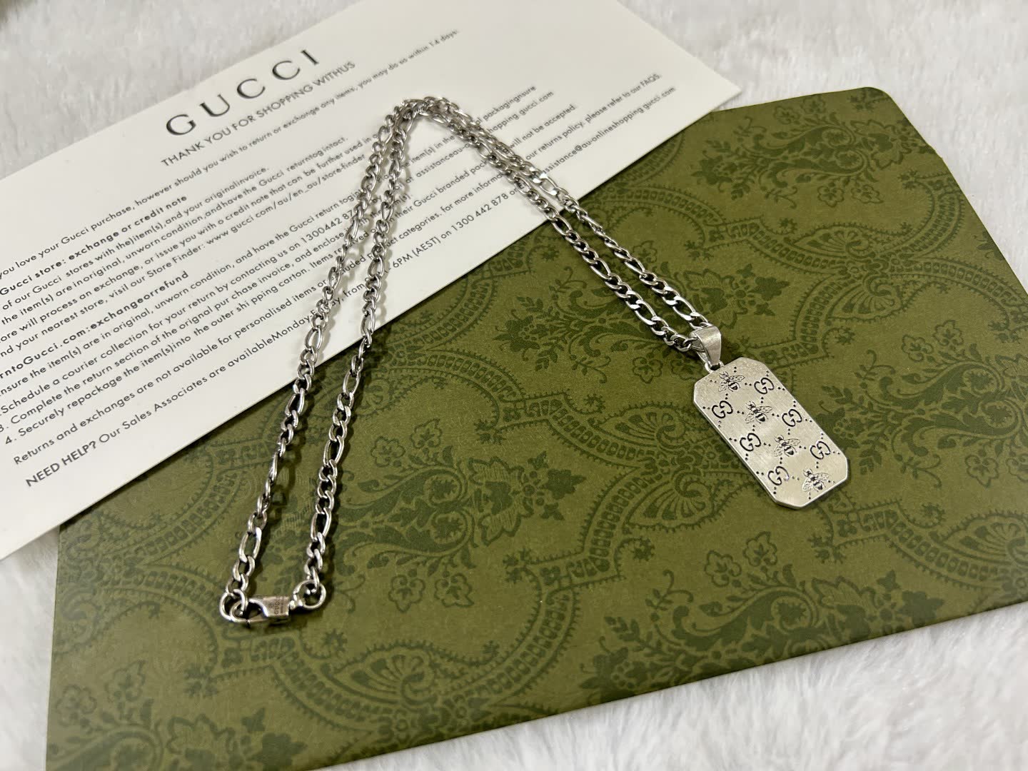 Gucci Silver Dog Tag Necklace