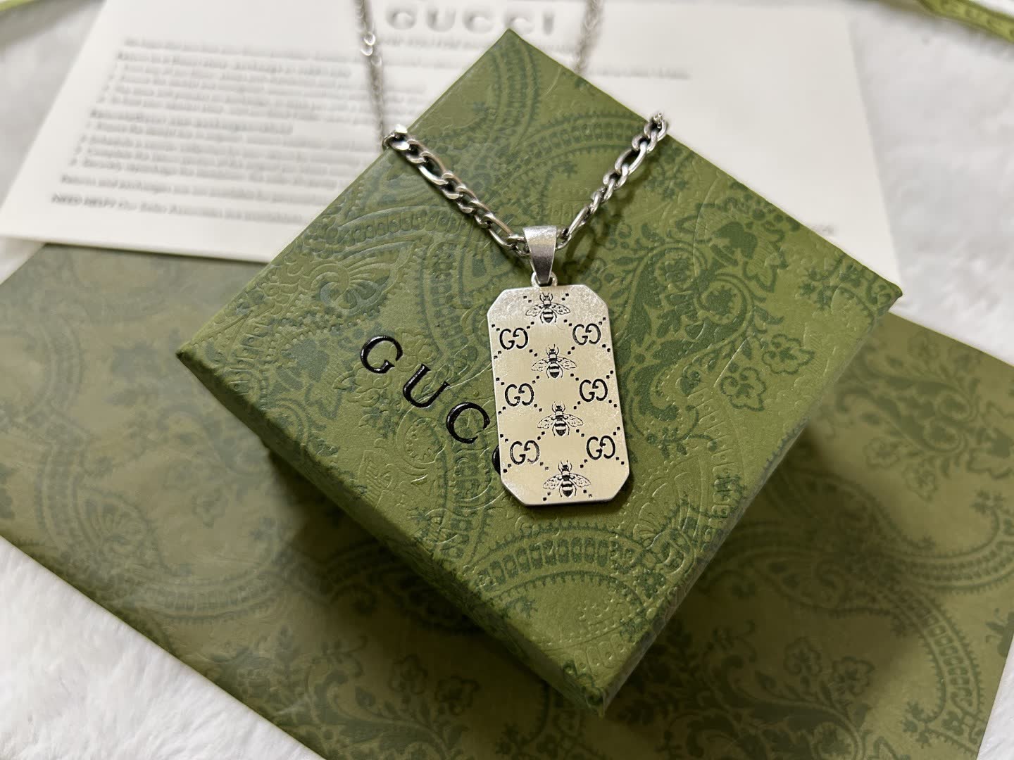 Gucci Silver Dog Tag Necklace