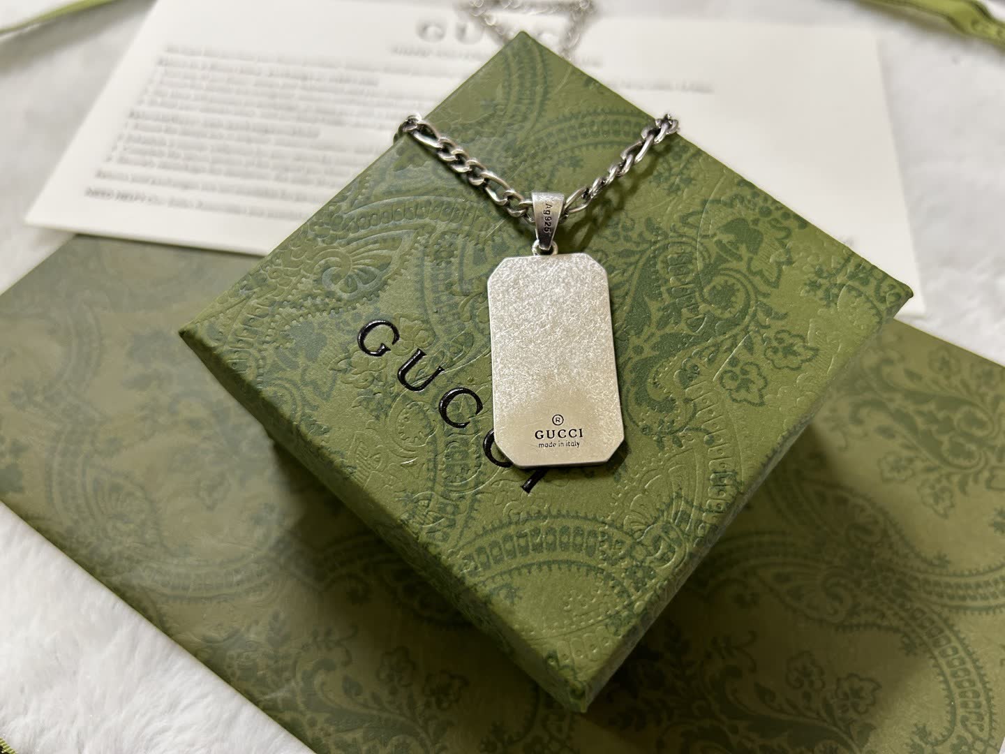 Gucci Silver Dog Tag Necklace