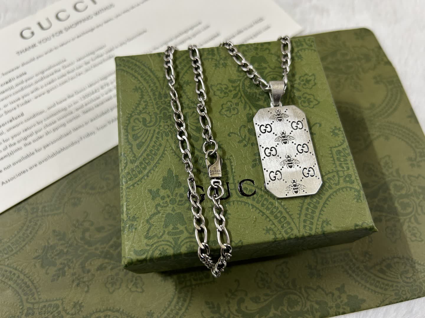 Gucci Silver Dog Tag Necklace