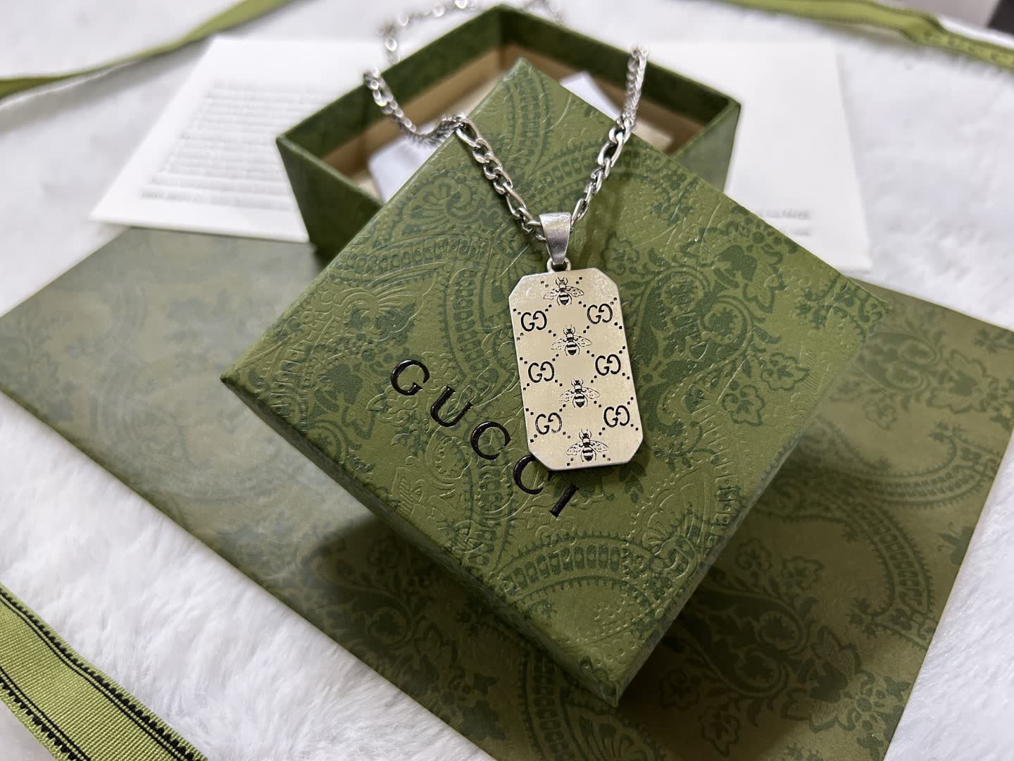 Gucci Silver Dog Tag Necklace