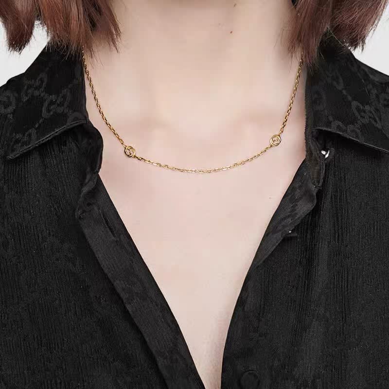 Gucci Gold Chain Necklace with Interlocking G Design