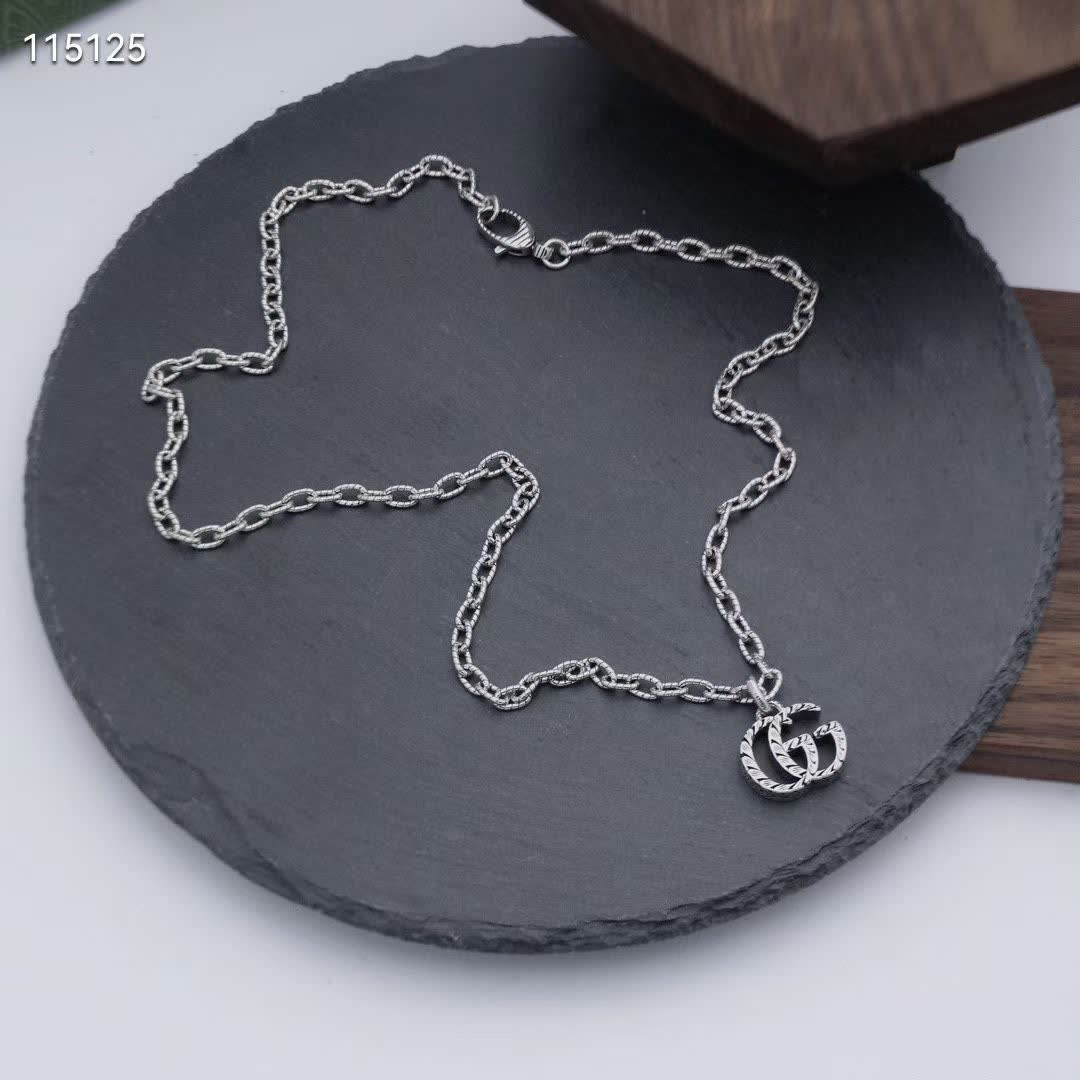 Gucci Silver 'GG' Logo Necklace