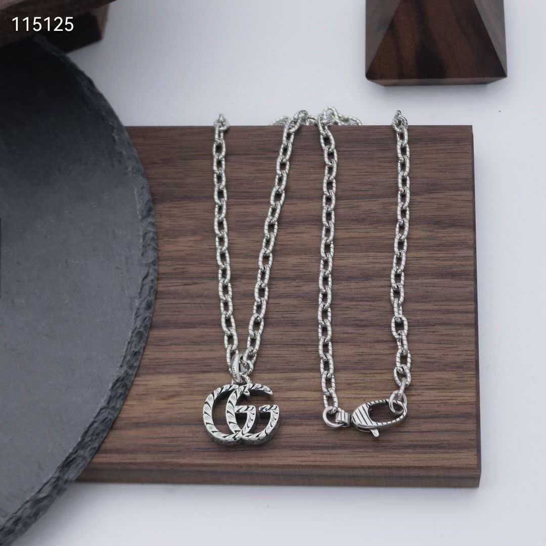 Gucci Silver 'GG' Logo Necklace