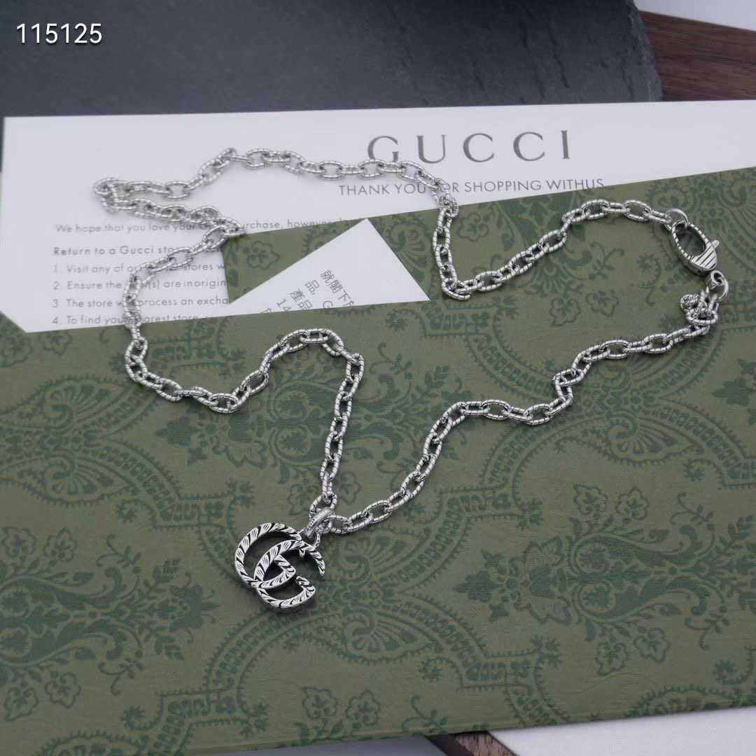 Gucci Silver 'GG' Logo Necklace