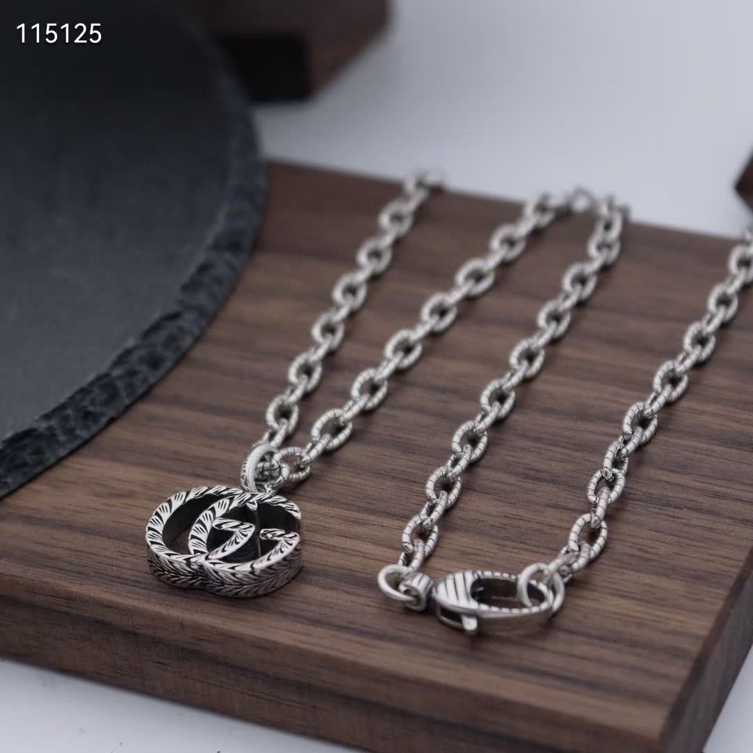 Gucci Silver 'GG' Logo Necklace