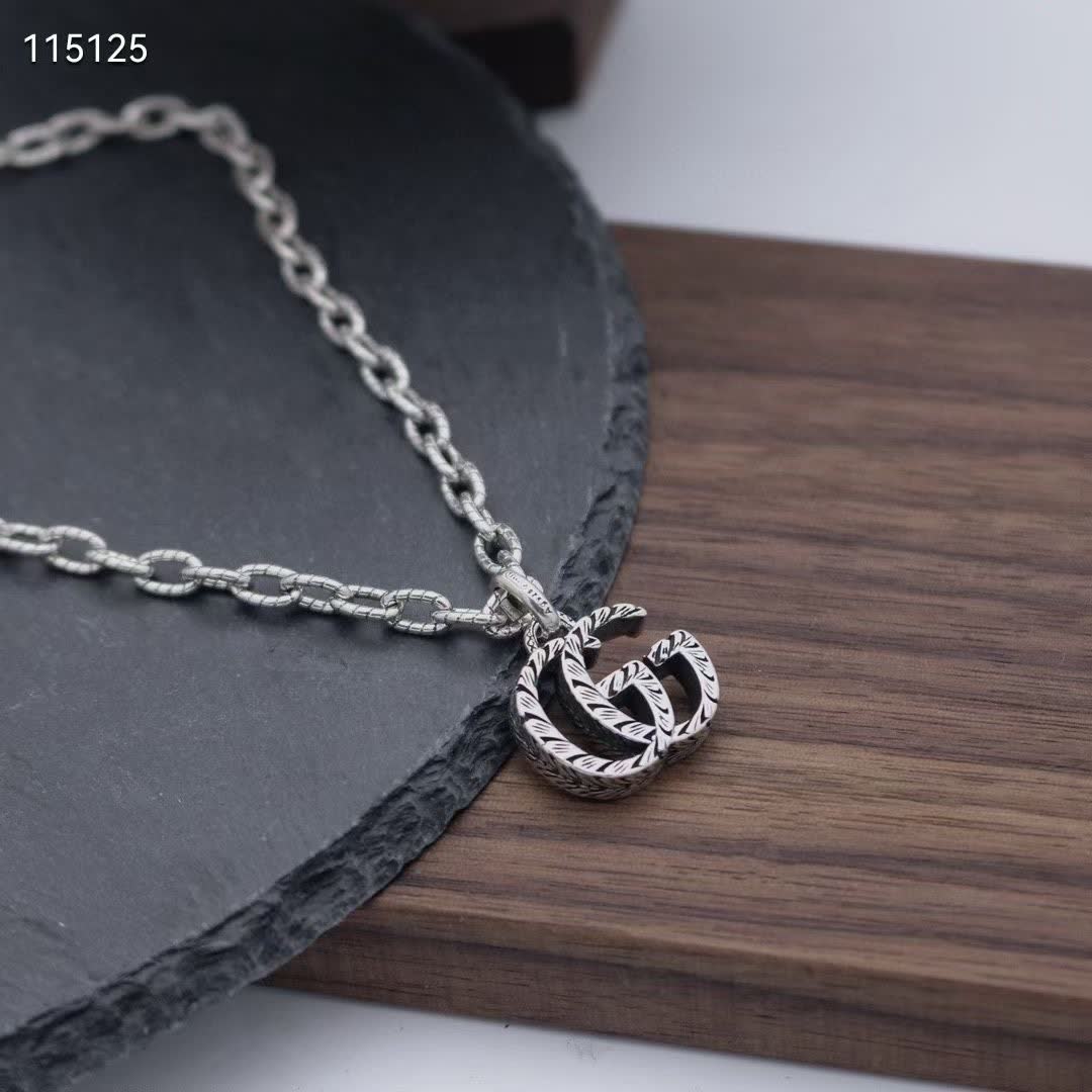 Gucci Silver 'GG' Logo Necklace