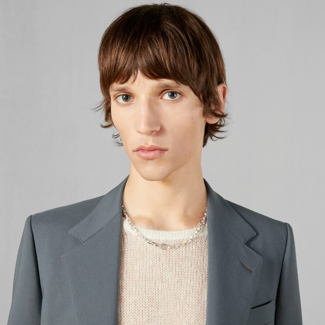 Gucci Silver Chain Necklace with Interlocking G Design