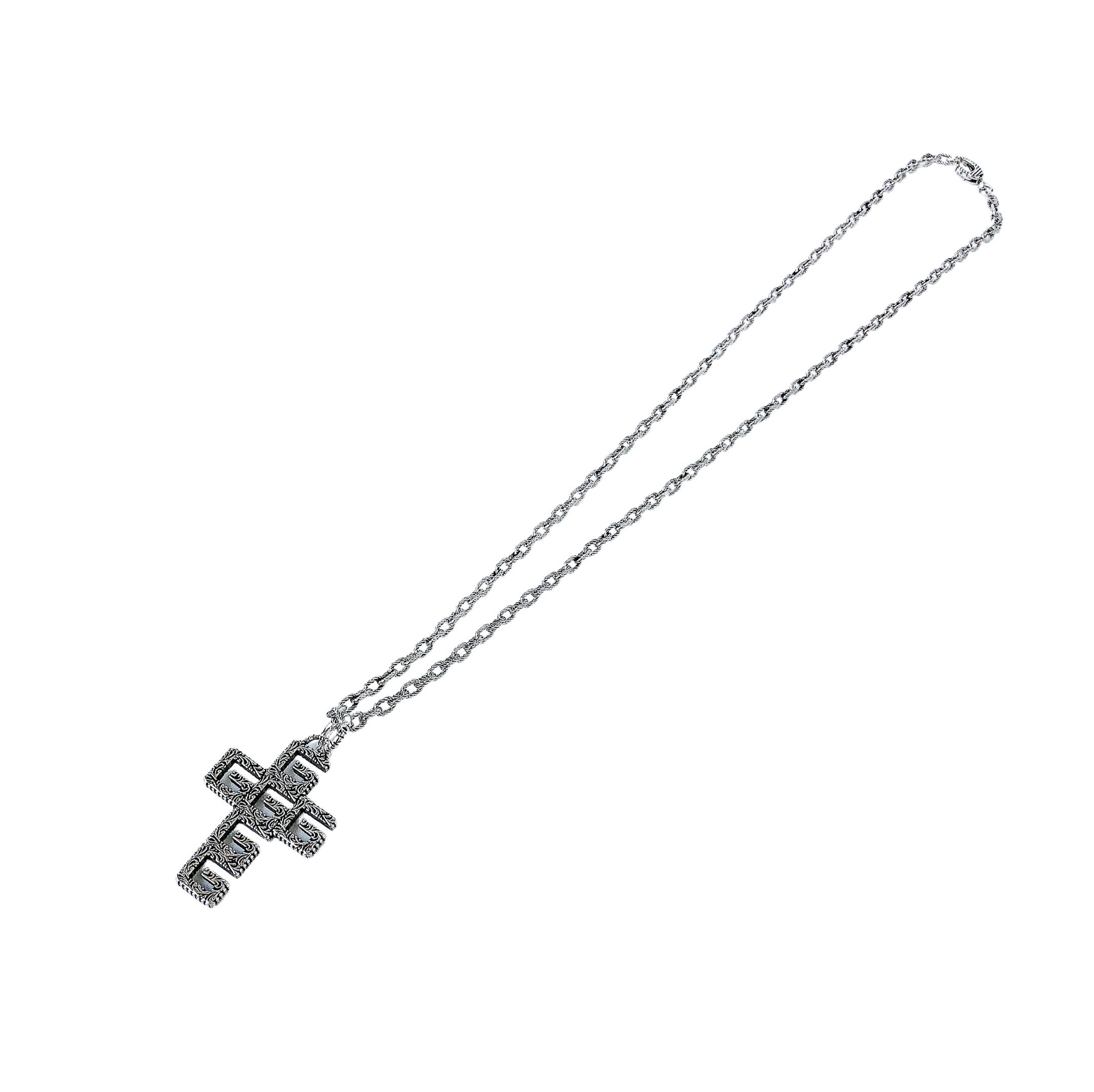 Gucci Silver Tone Logo Pendant Necklace