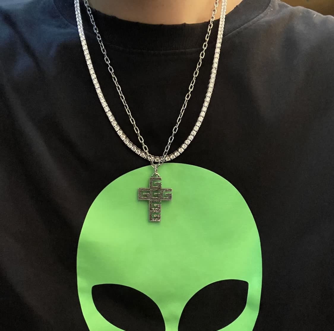 Gucci Silver Tone Logo Pendant Necklace