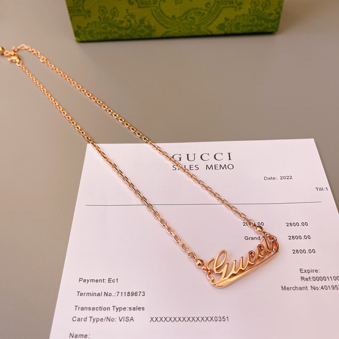 Gucci Gold-Plated Logo Necklace