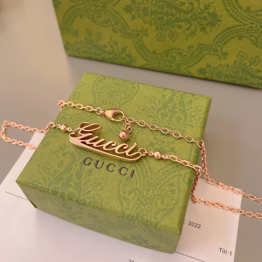 Gucci Gold-Plated Logo Necklace