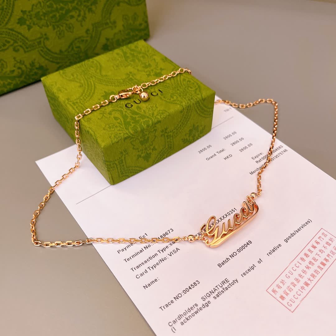 Gucci Gold-Plated Logo Necklace