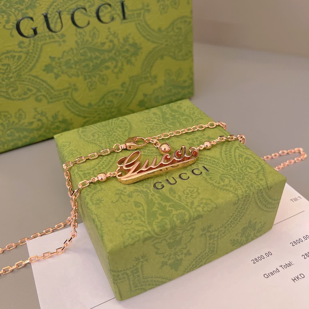 Gucci Gold-Plated Logo Necklace