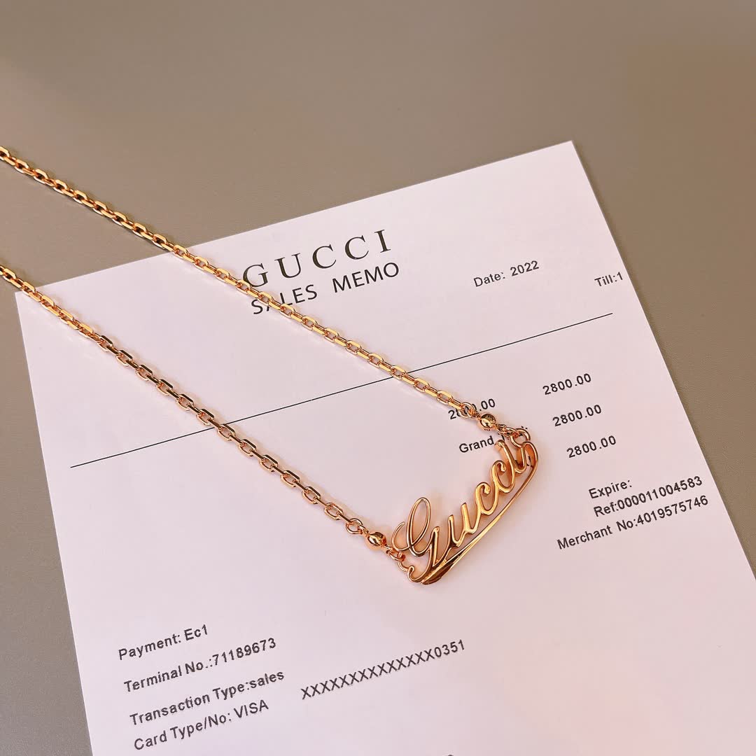 Gucci Gold-Plated Logo Necklace