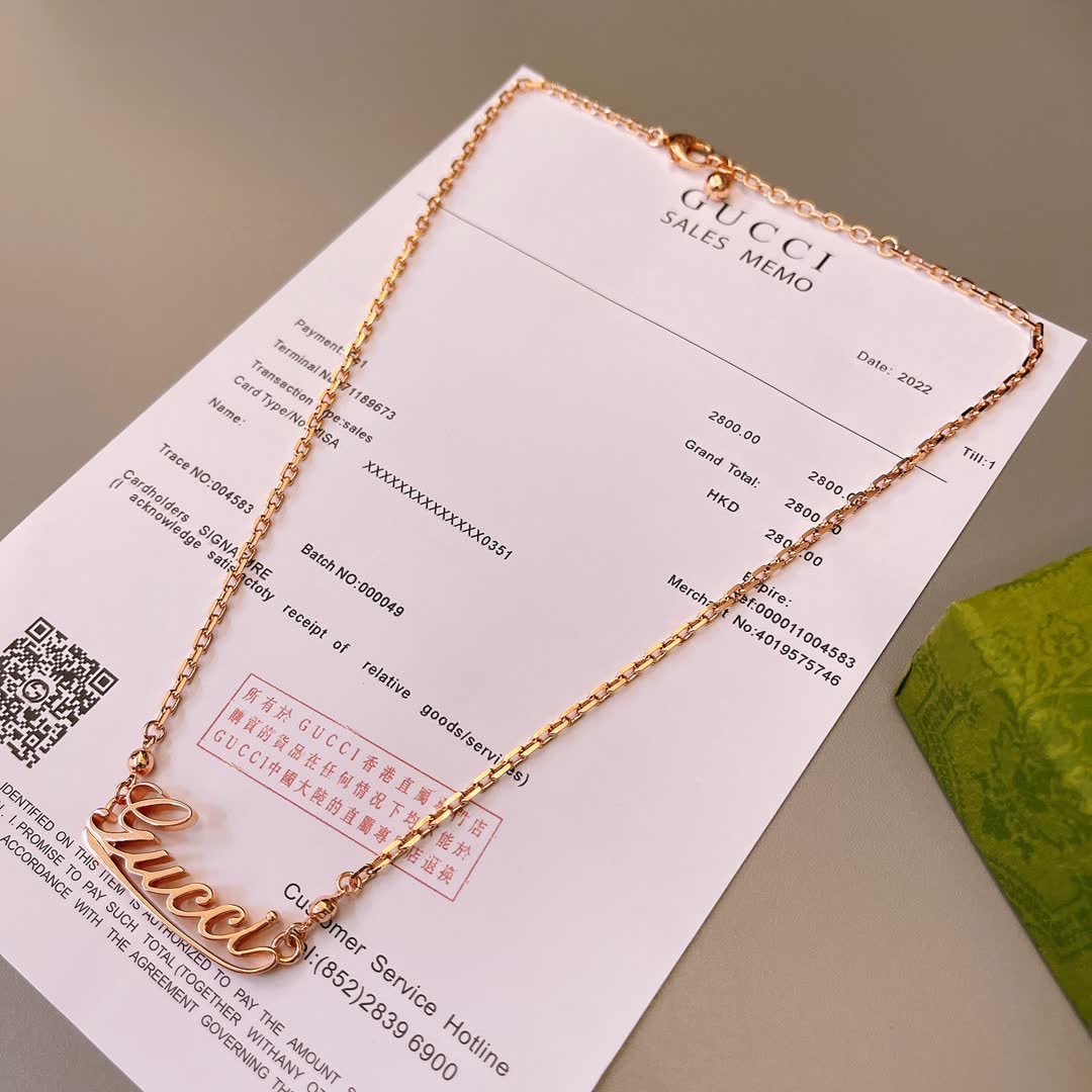 Gucci Gold-Plated Logo Necklace