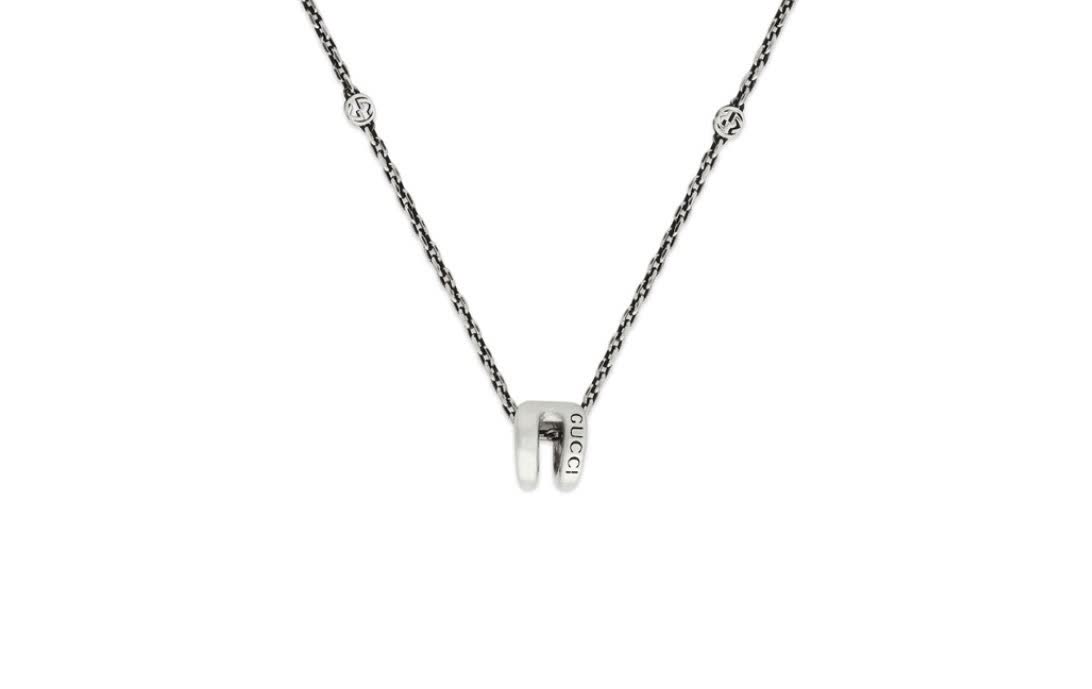 Gucci Silver Chain Necklace with Interlocking G Design
