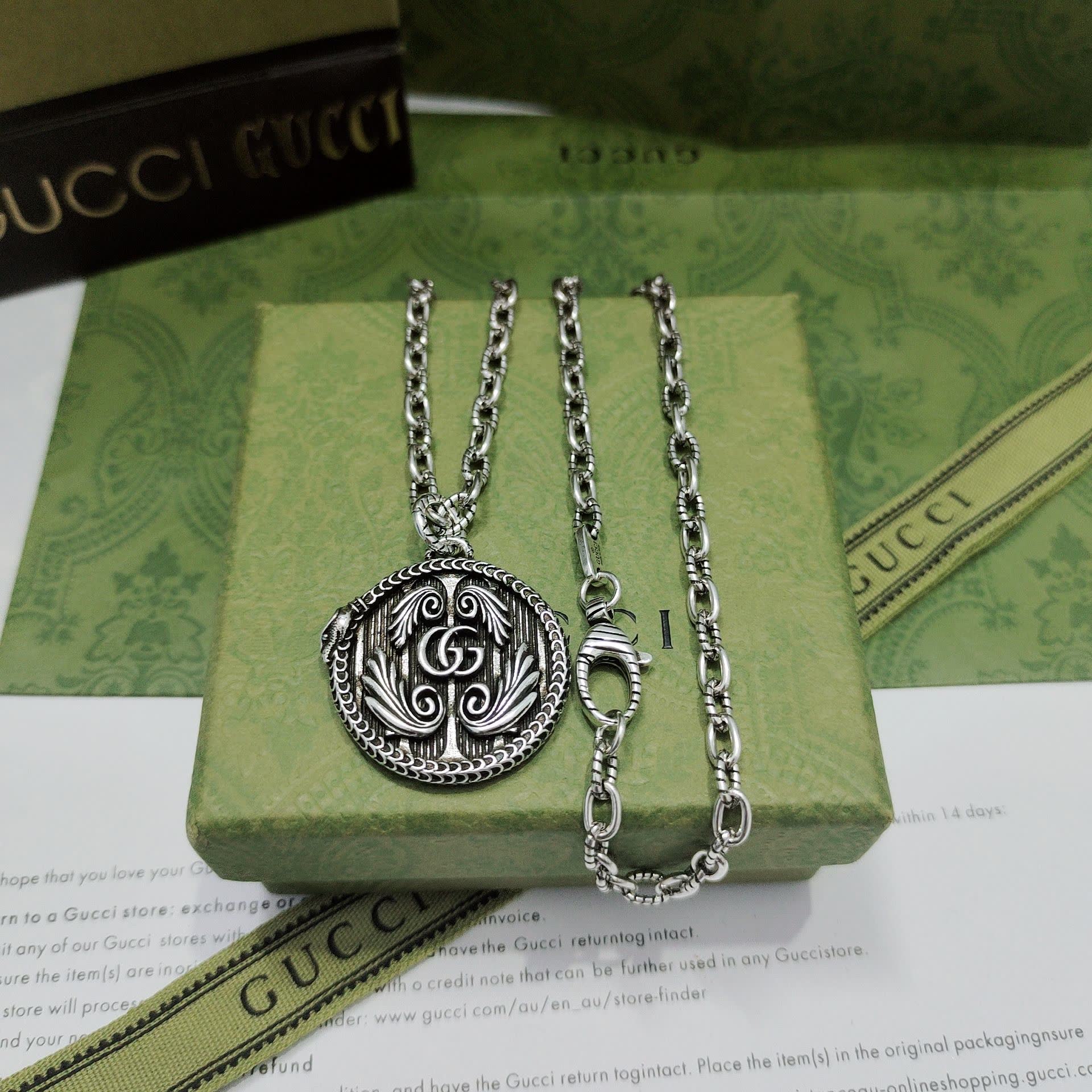 Gucci Silver 'G' Medallion Necklace
