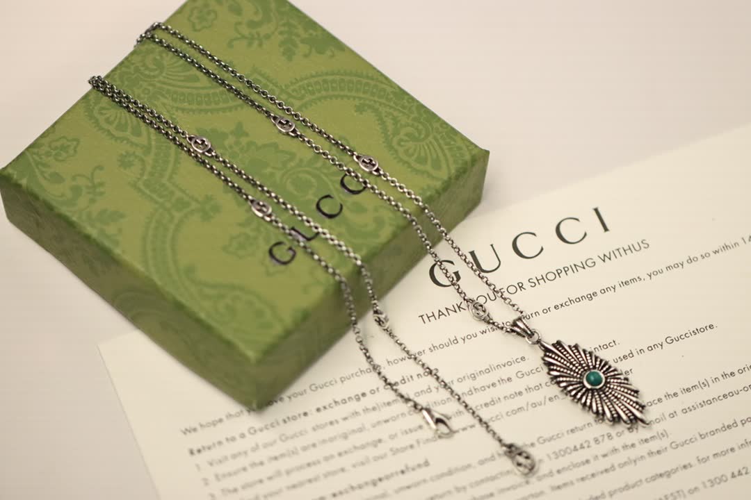 Gucci Silver Turquoise Pendant Necklace