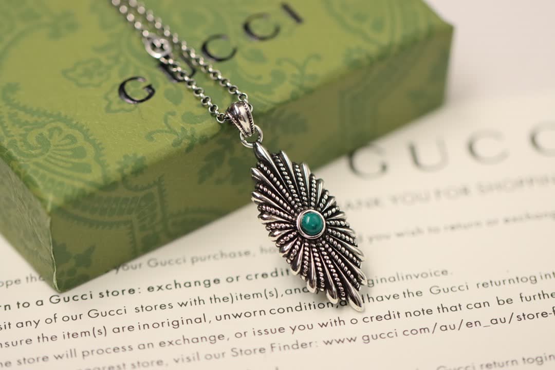 Gucci Silver Turquoise Pendant Necklace