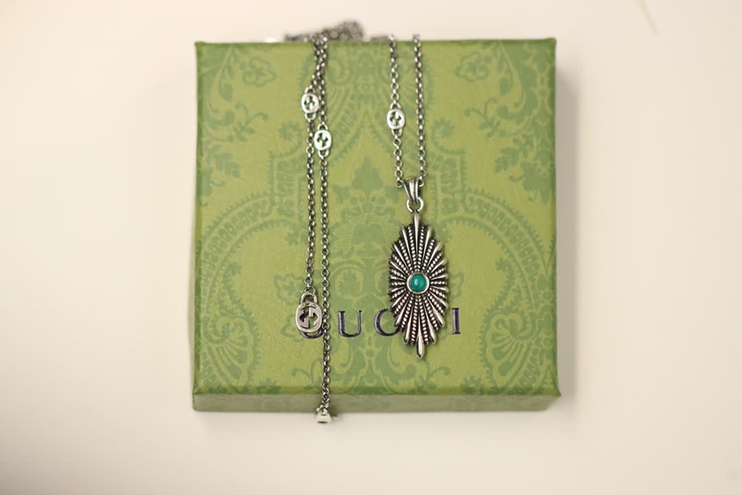Gucci Silver Turquoise Pendant Necklace