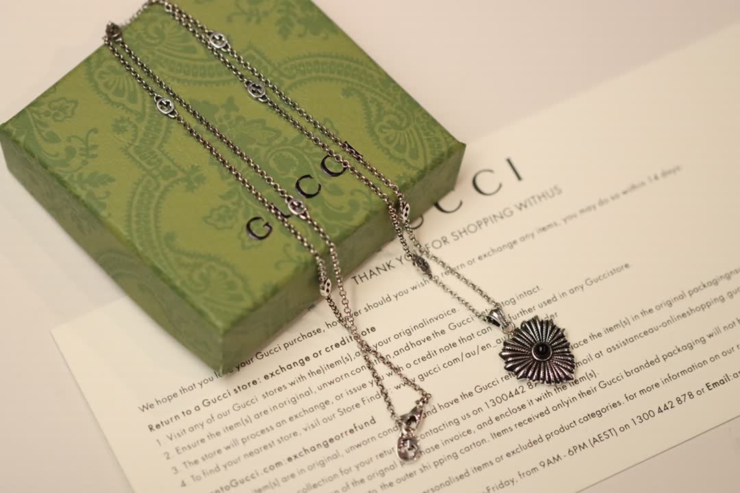 Gucci Silver Flower Pendant Necklace