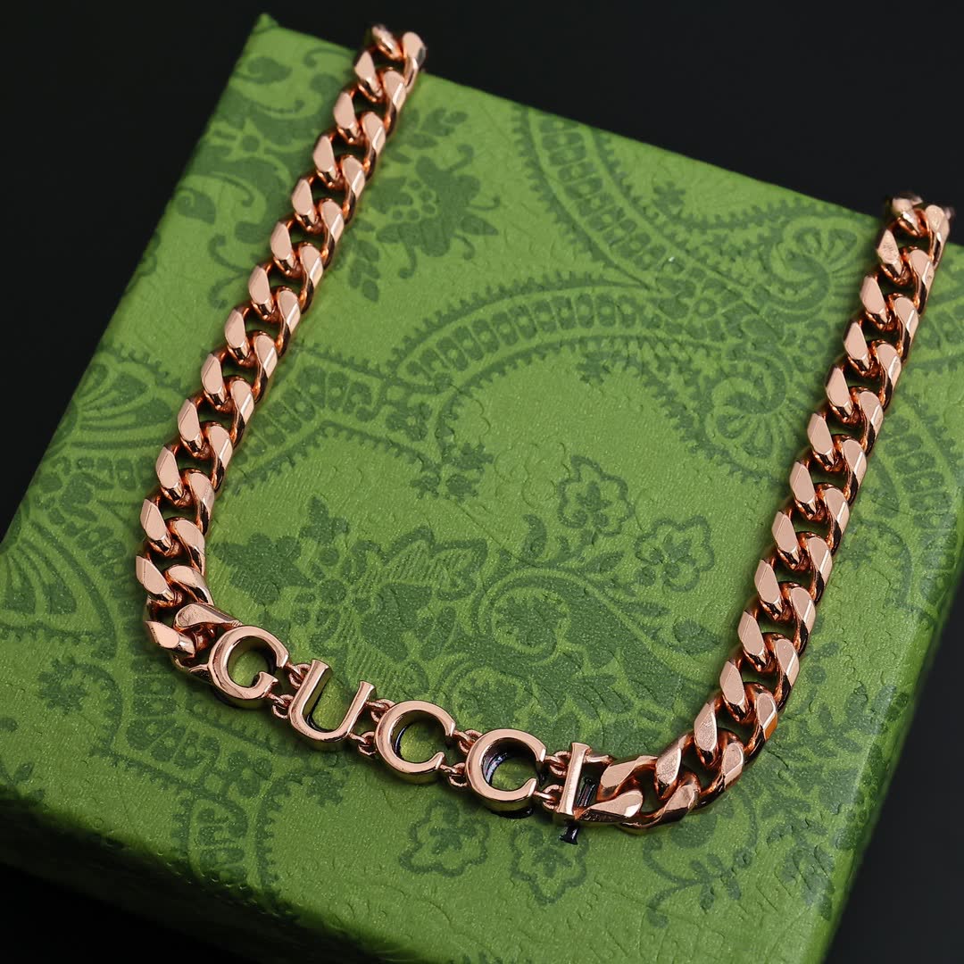 Gucci Rose Gold-Plated Chain Bracelet and Necklace Set