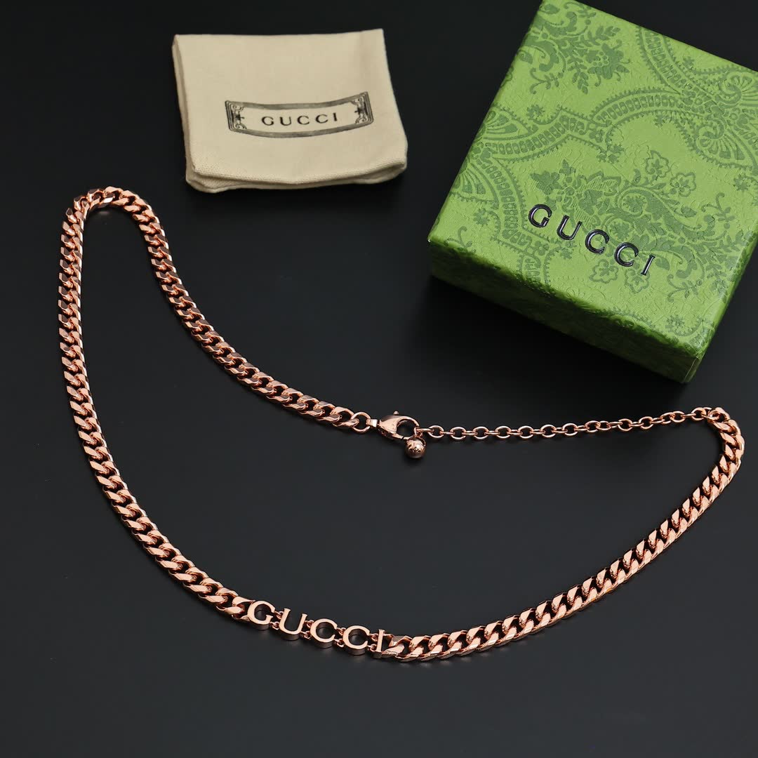Gucci Rose Gold-Plated Chain Bracelet and Necklace Set