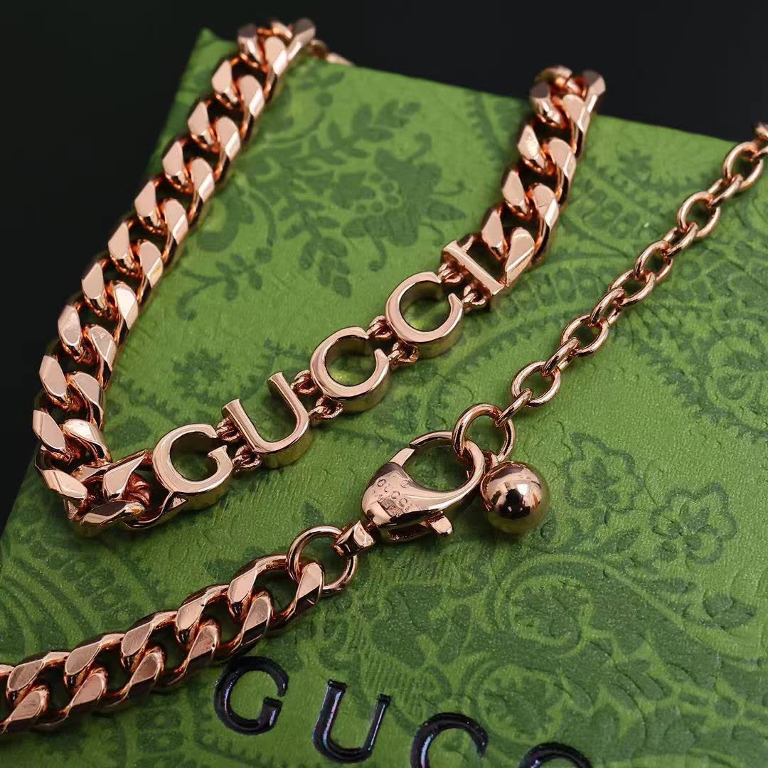 Gucci Rose Gold-Plated Chain Bracelet and Necklace Set