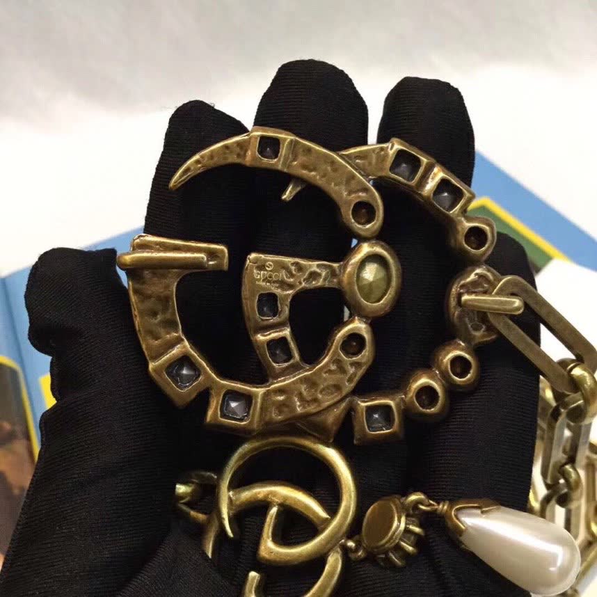 Gucci Necklace with Interlocking Gs and Gemstones