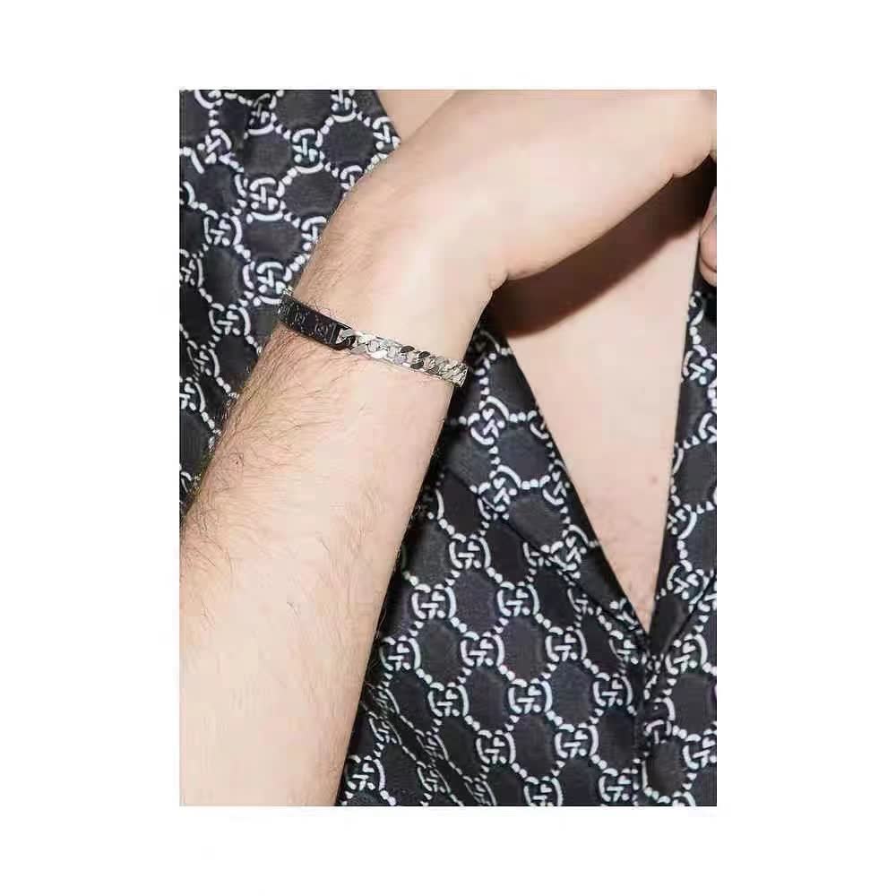 Gucci Silver Chain with Black Bar Bracelet